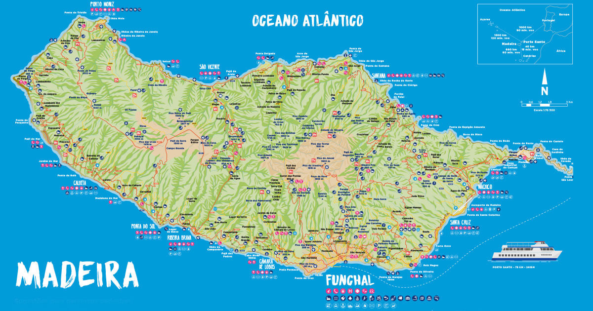 Madeira Island Map Madeira Sidecar Tours Destaque 